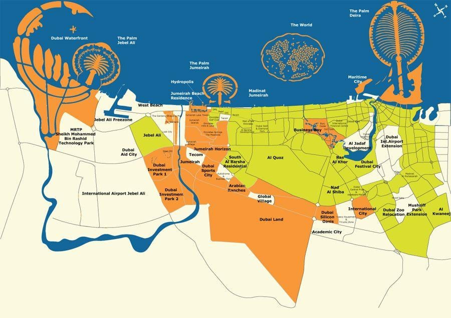 દુબઇ નકશો ટાપુઓ