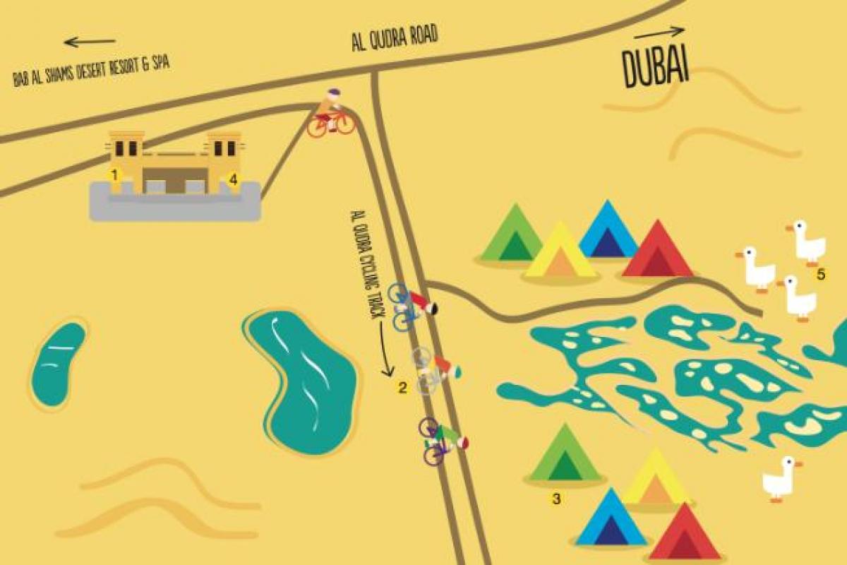 નકશો અલ Qudra તળાવ માર્ગ