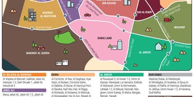 નકશો દુબઇ જિલ્લાઓ